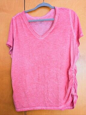 Pink V-neck Shirred T-shirt Lane Bryant Size 18/20
